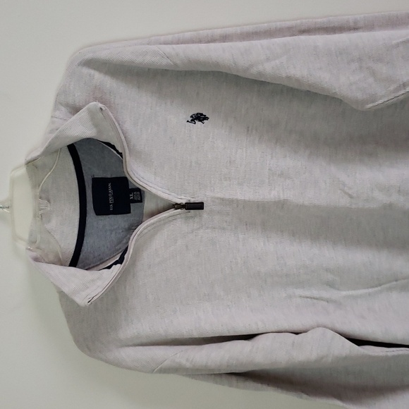 US Polo Assn small pony mans quarter zip pullover sweater, gray beige, size XL - Picture 2 of 8